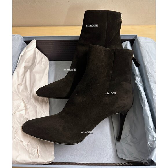 NEW PRADA Suede Zip Back Stiletto Ankle Booties size 38 - Picture 1 of 8